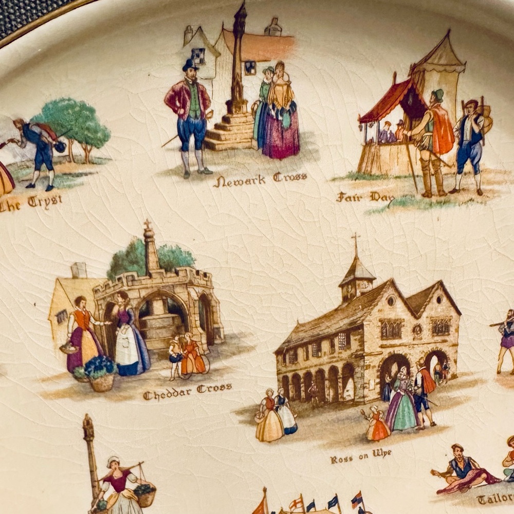 Vintage Royal Winton Grimwades "Old English Markets" plate/ tray - Picture 2 of 6
